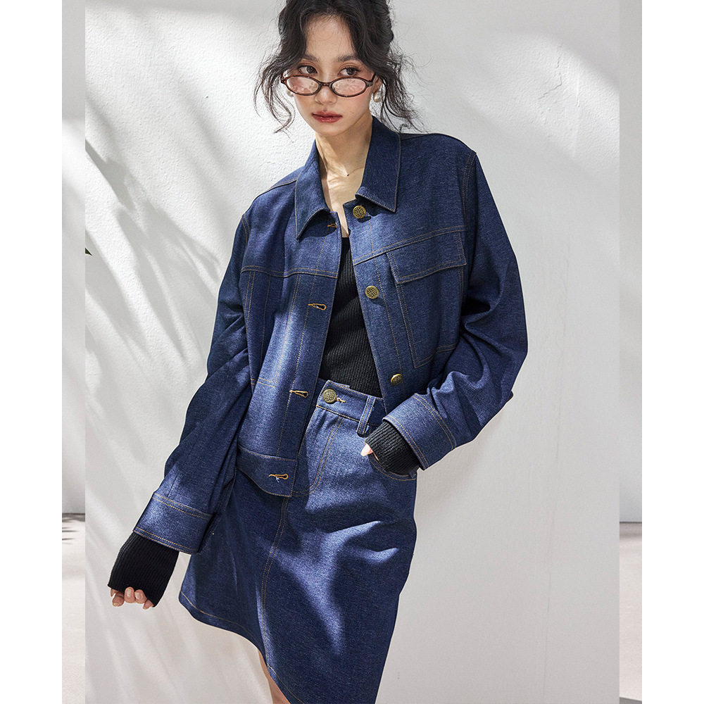 2026春新两件套ins感时髦复古廓形显瘦丹宁牛仔外套半裙套装,女装/女士精品,休闲运动套装,淘宝优惠券,粉丝福利购,淘宝优惠卷