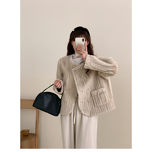 环保仿皮草毛欧貂绒外套女