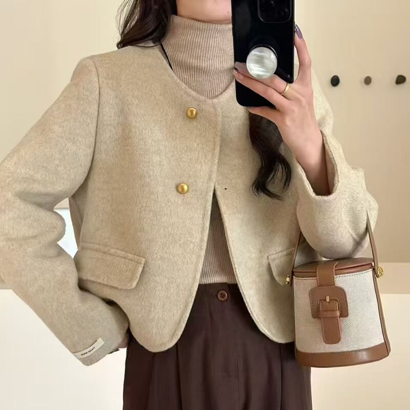 小香风短款双面羊毛小个子大衣
