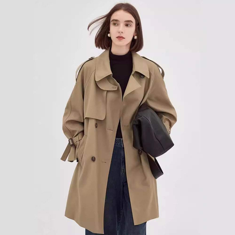 范*洛风衣女中长款2026春秋新款高级感英伦风垂感小个子大衣外套