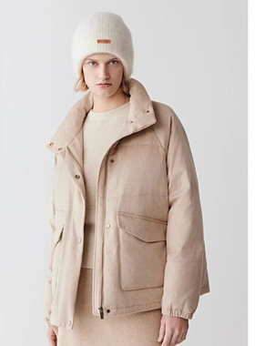 羽绒服IC之禾鹅绒服美拉德立领2025冬季新款丝驼绒减龄大衣外套