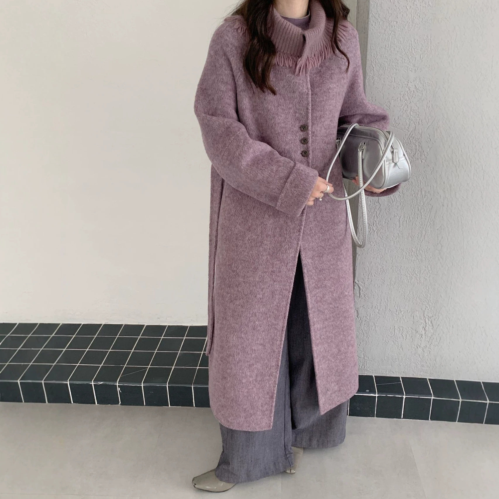 秋冬韩系小个子加厚毛呢大衣女