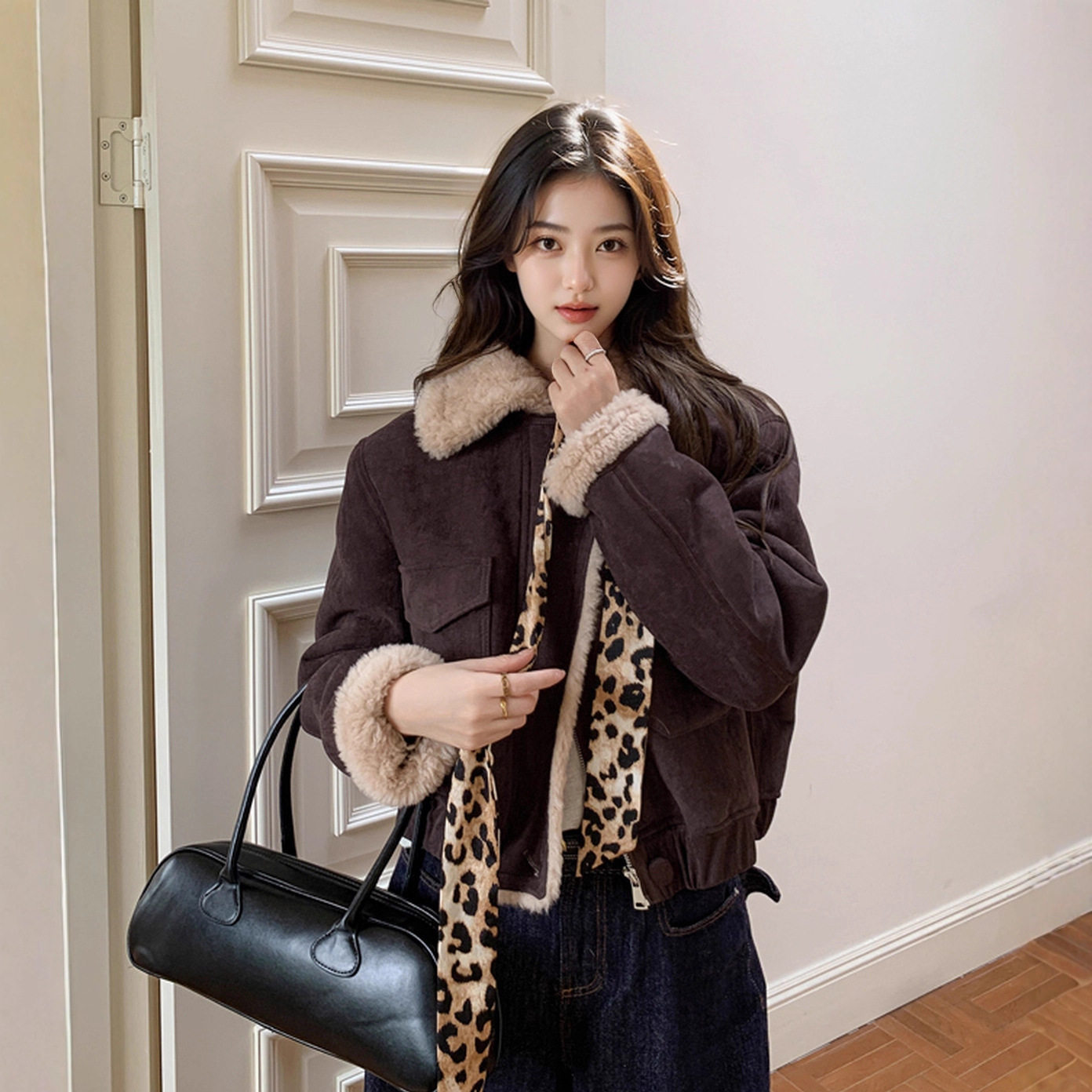 2026冬季韩版宽松100羊羔毛大衣皮毛一体皮草外套女短款机车风女