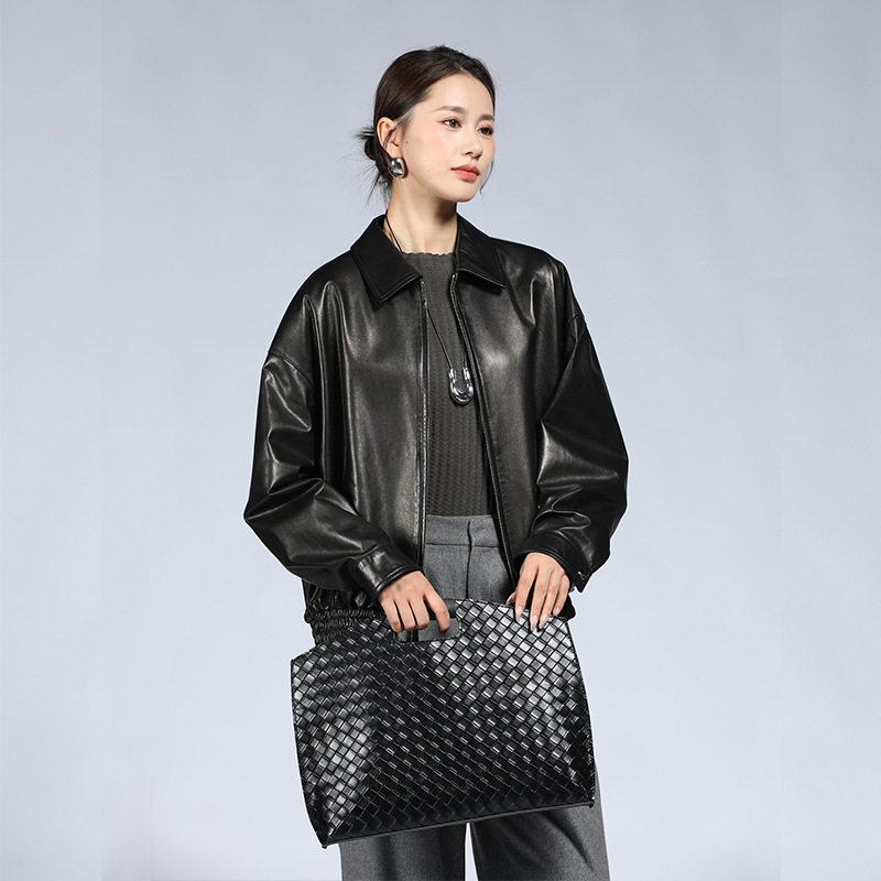 皮衣翻领外套女短款秋冬季2026新款小个子机车同款气质真皮夹克