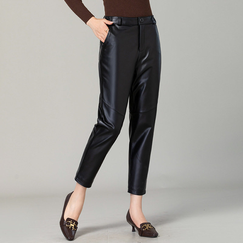 真皮皮裤女2026春秋新款绵羊皮宽松显瘦哈伦裤休闲萝卜裤九分裤,女装/女士精品,皮裤,淘宝优惠券,粉丝福利购,淘宝优惠卷