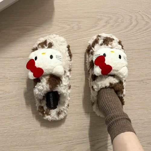 哈喽Kitty拖鞋女士冬毛毛绒室内家居保暖加厚2025新款可爱棉拖鞋