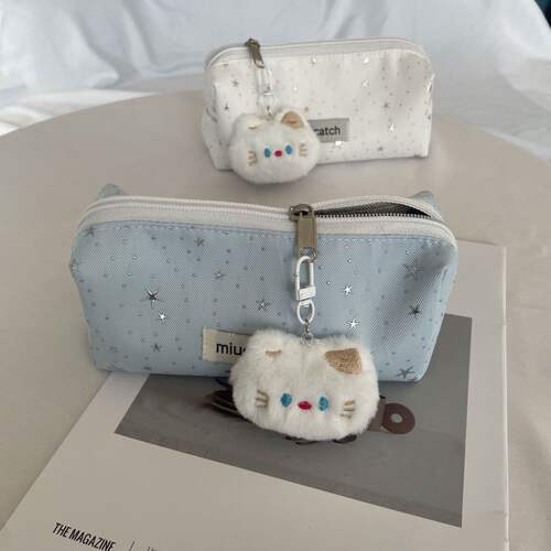 可爱日系ins简约星星笔袋大容量文具学生铅笔盒高颜值收纳袋便携