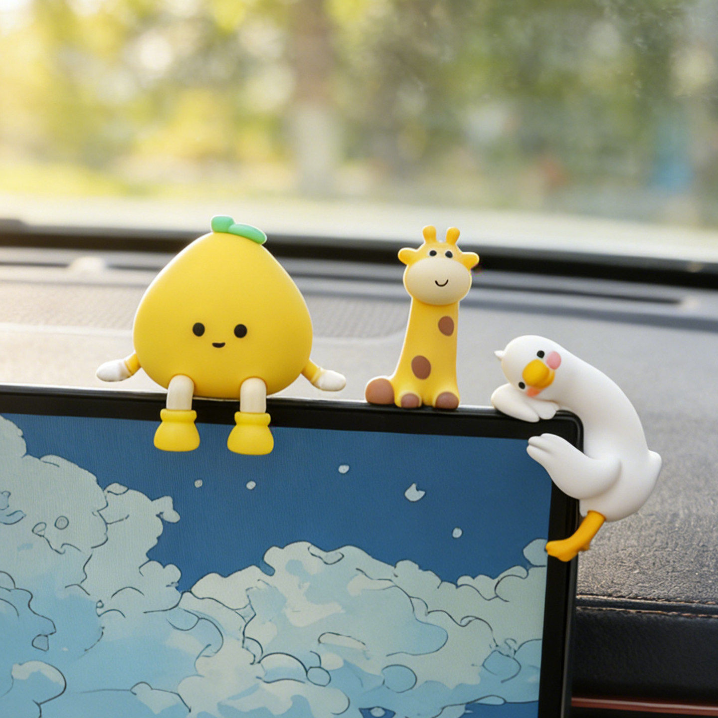 汽车中控台屏幕装饰工位稳定情绪神器办公桌面电脑电视机趴趴摆件