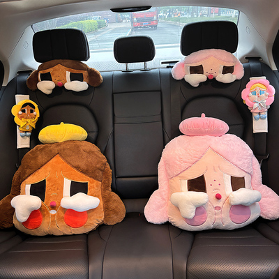 汽车头枕护颈枕车载可爱哭娃娃车用枕头车内座椅头枕靠颈枕套装女