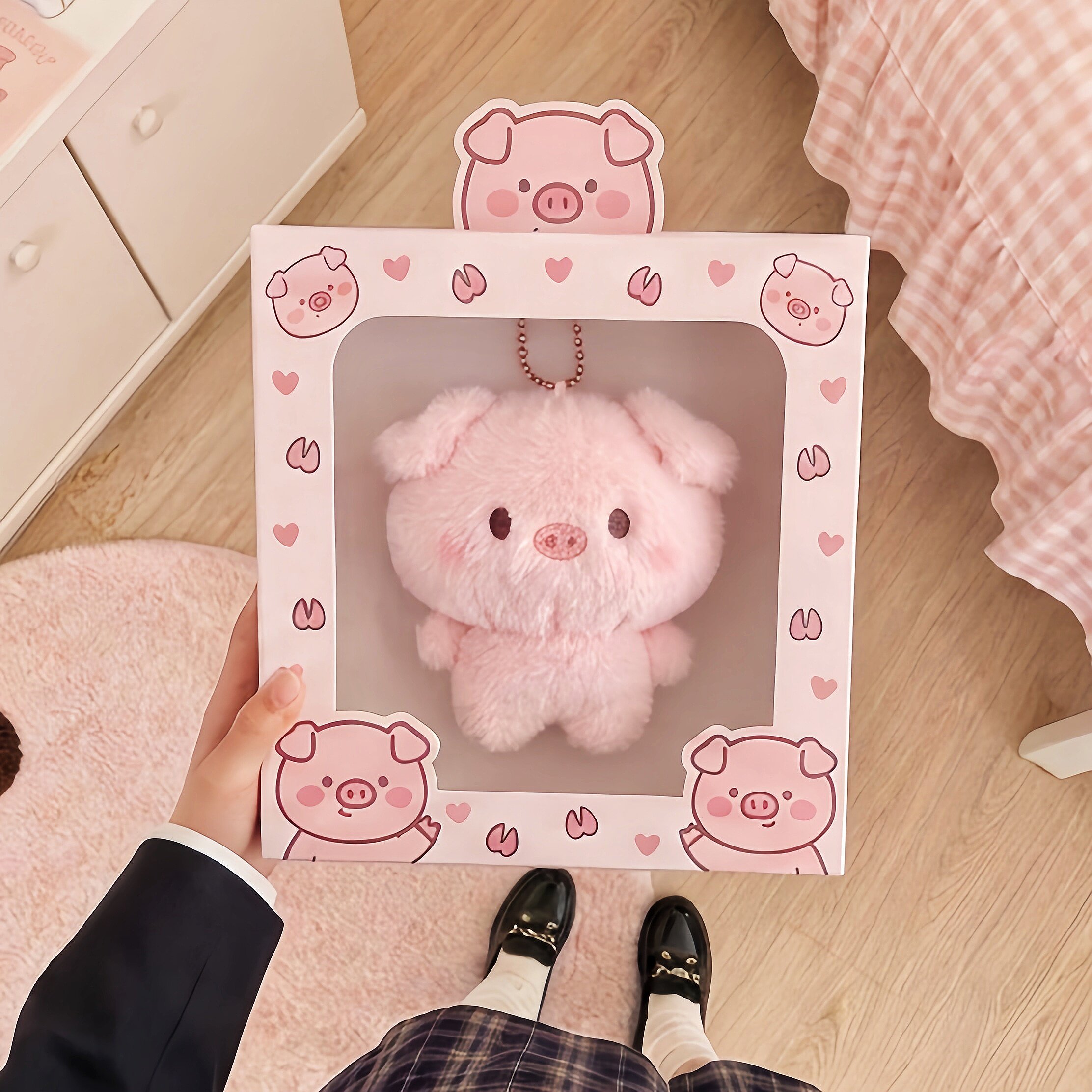 毛绒小猪包挂件学生上班族小众高颜值背包挂饰甜美少女心钥匙扣链