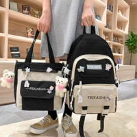 Черный милый комплект, подвеска, значок, с медвежатами