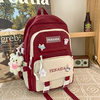 Красный милый рюкзак, подвеска, значок, с медвежатами