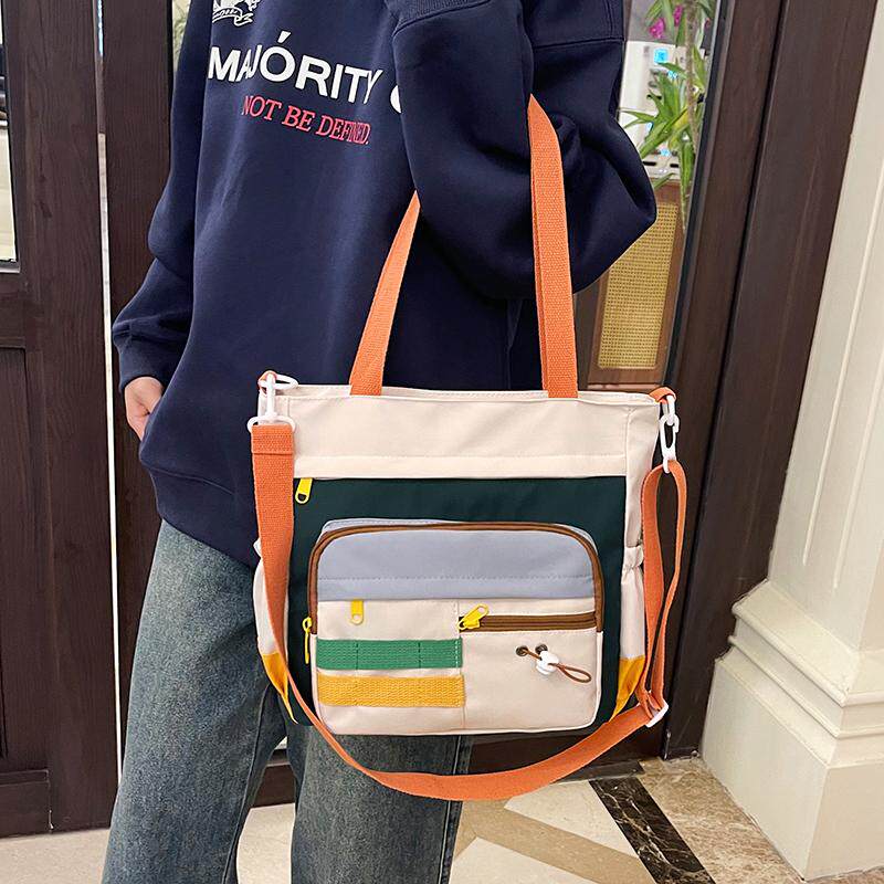 可爱帆布手提袋大容量单肩斜跨包