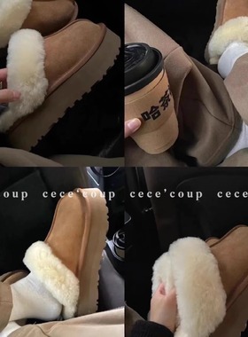 cece coup经典！闭眼入！09/01 新品25FW 羊皮毛一体包头厚底拖鞋