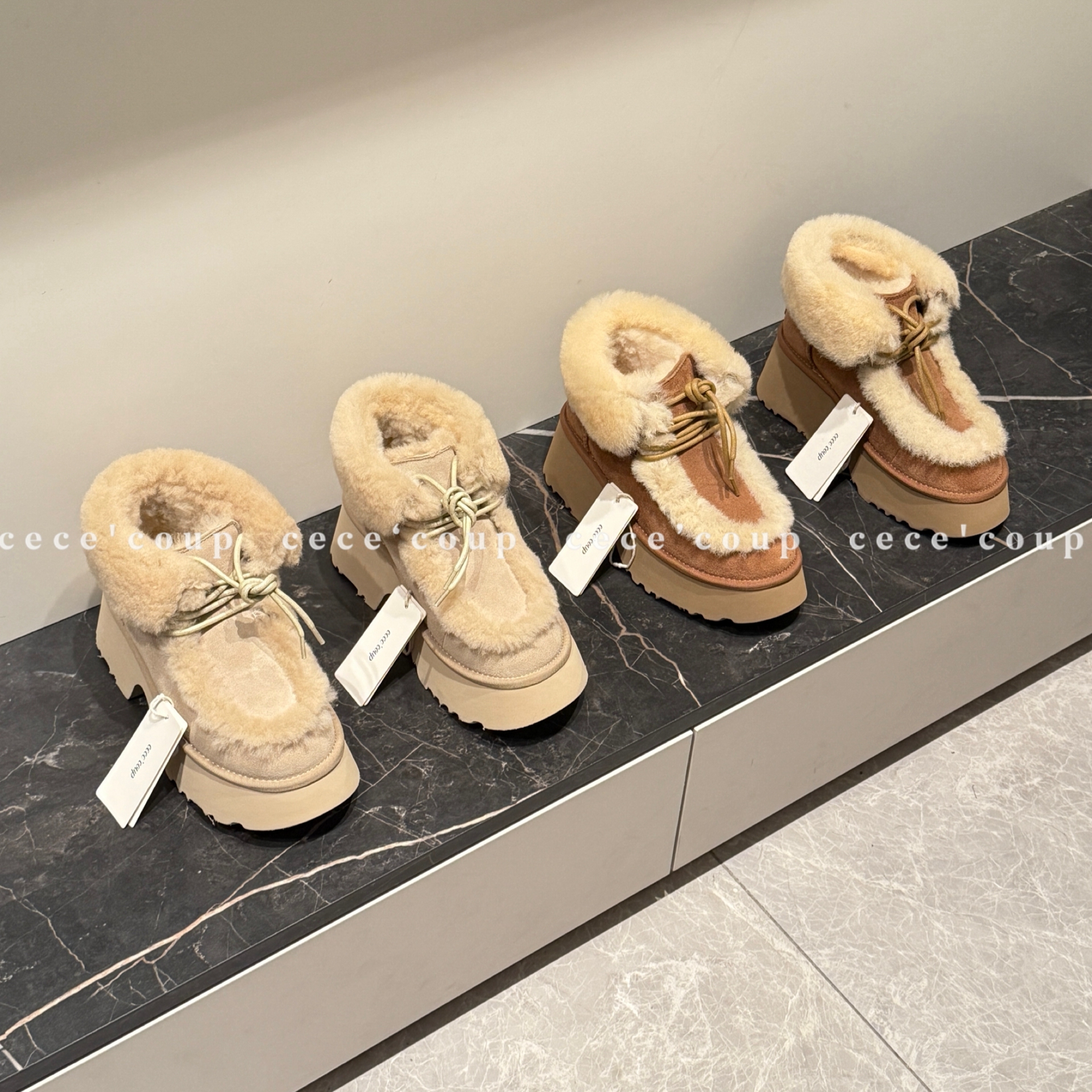 25FW皮毛一体雪地靴厚底系带短靴