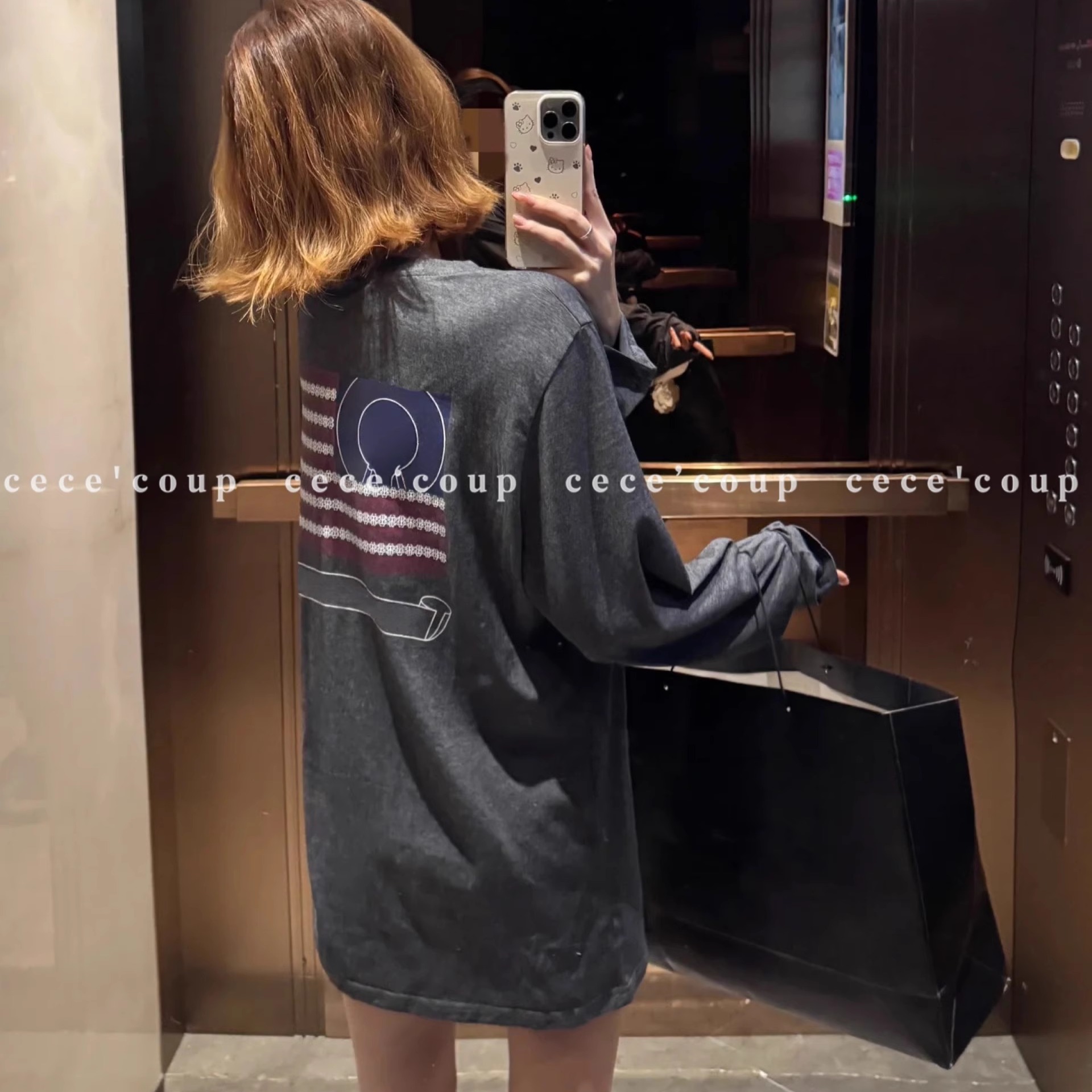 25FW印花长袖T恤慵懒风上衣女