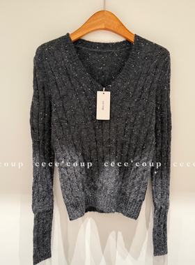 cece coup 超级心动 ！10/05 新品 25FW 针织亮片v领长袖毛衣女