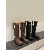 coup 新品 甜cool辣妹 cece 25ss 复古擦色搭扣长筒骑士靴