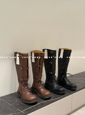 cece coup 甜cool辣妹！07/25 新品 25ss 复古擦色搭扣长筒骑士靴