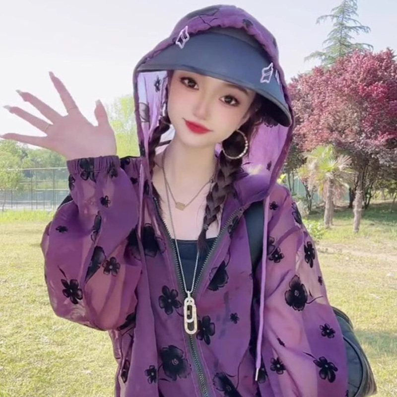春夏连帽防晒薄外套女漂亮遮阳衫
