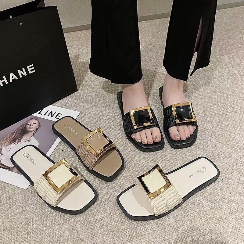 凉拖鞋女新款罗马风格夏季平底外穿方根凉鞋女士2025时尚外穿