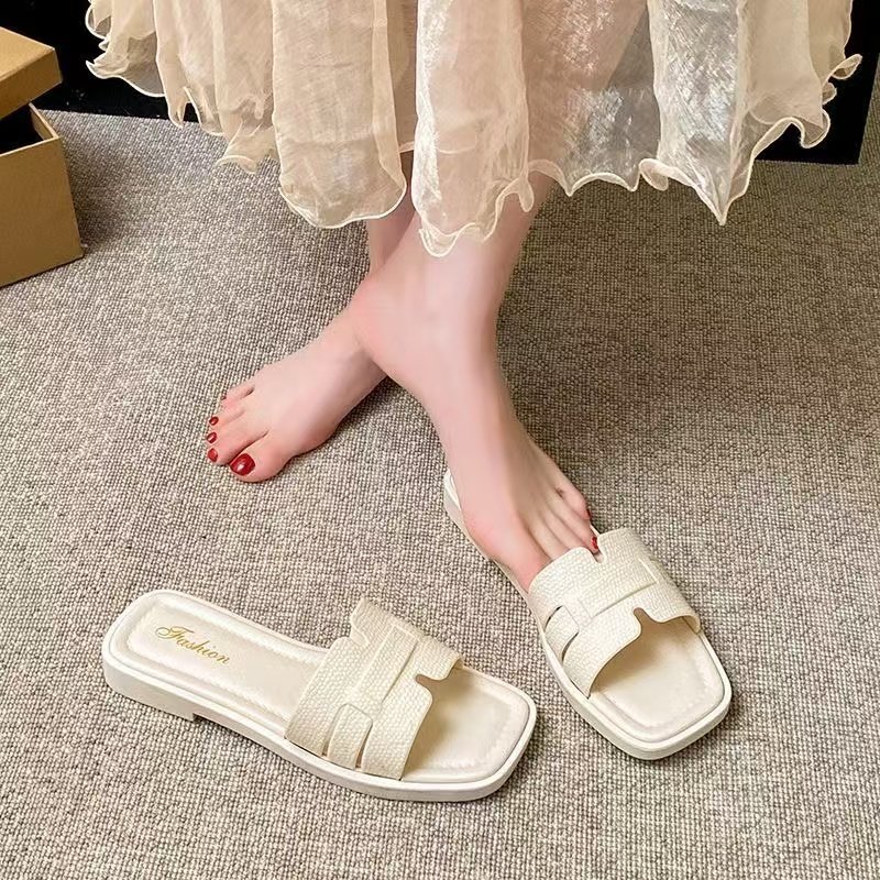 韩版拖鞋女时尚百搭夏外穿家用防滑学生网红简约平底防滑一字拖鞋