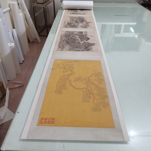 王时敏 《王烟客六页山水图 》复古书画山水国画真迹微喷卷抽装裱