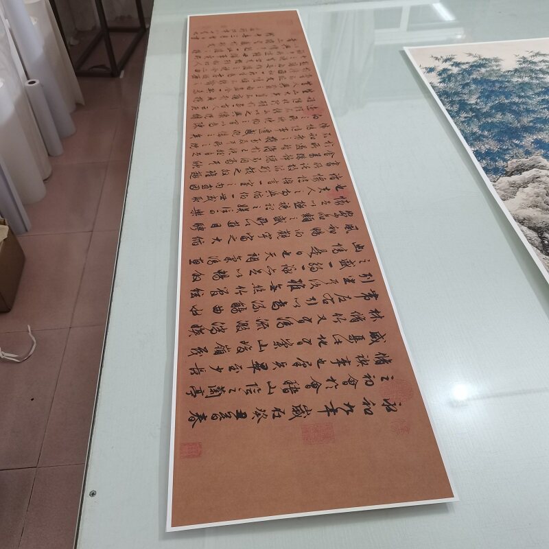 文徵明《临兰亭序》复古书法字画行书真迹微喷仿古画芯卷轴装饰画