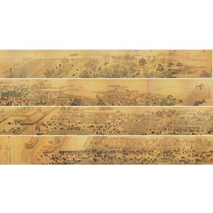 徐扬国画日月合璧五星联珠图复古书画人物手卷真迹微喷仿古复制品