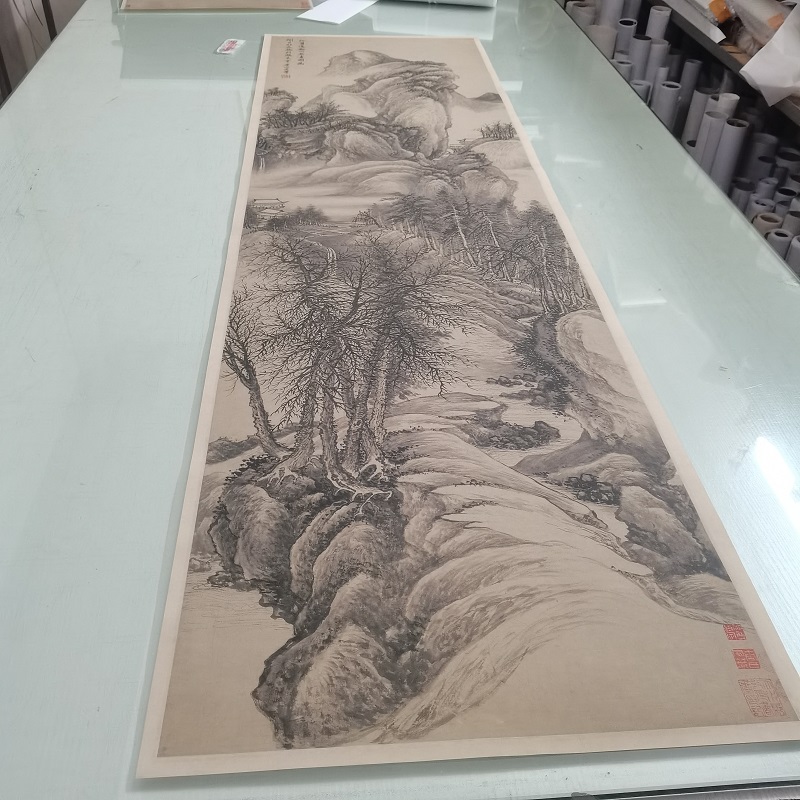 王翚仿江贯道溪山无尽图复古书画山水国画宣纸微喷仿古挂轴装饰画