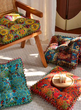 加厚地上懒人屁垫坐垫飘窗榻榻米垫民族风椅子坐垫方形坐墩蒲团