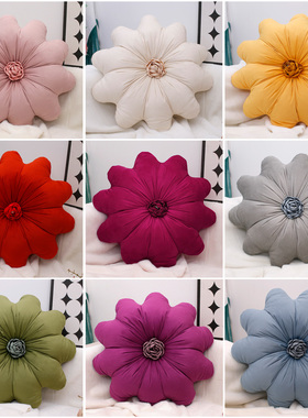 新品荷兰绒太阳花抱枕花卉形状靠枕简约风装饰靠垫沙发卧室抱枕