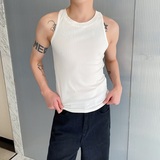 夏季圆领弹力针织背心潮流痞帅修身罗纹无袖坎肩5249P55，男装背心/马甲，电商A246