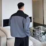 小众设计撞色宽肩翻领外套潮流复古夹克外套5044-P115，男装夹克，电商A246