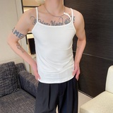 夏季潮流金属项链设计弹力罗纹紧身背心个性痞帅性感坎肩5250P65，男装背心/马甲，电商A246