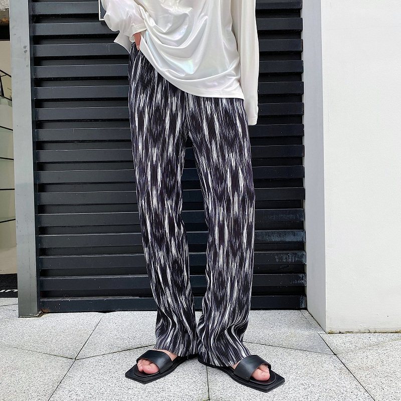 设计款百褶弹力印染不规则图案百搭休闲长裤A246-2309-P70,男装休闲裤,电商A246