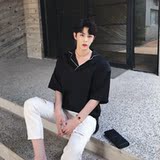 夏季慵懒睡衣风撞色翻领套头衬衣A261-551-P55，男装T恤，电商A246