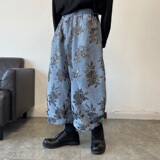 冬季加厚雪呢尔提花刺绣复古毛呢阔腿九分裤小脚镰刀裤5219P105，男装休闲裤，电商A246