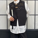 秋季新中式山水刺绣圆领金属盘扣马甲复古风禅意背心2605P105，男装背心/马甲，电商A246