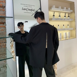 欧洲站设计师款定制飘带后背开衩气质小众男西服A261-9051-P125图片