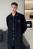早春翻领绑带男长袖衬衣气质百搭垂感面料拉链小心机设计2452P90，男装衬衫，电商A246