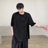 暗黑原创系扣多种穿法个性冷淡风高级感开衫针织短袖3883-P65，男装T恤，电商A246