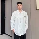 新款黑色衬衫休闲长袖潮流坠感ins衬衣外套男A246-2452-P90，男装衬衫，电商A246