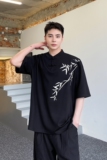 夏季改良中式盘扣刺绣男女短袖T恤复古风潮流圆领半袖2573P70，男装T恤，电商A246