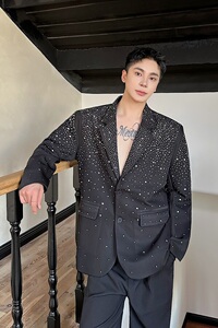 秋季潮流痞帅烫钻休闲西服外套个性耀眼繁星气质西装5276P195图片