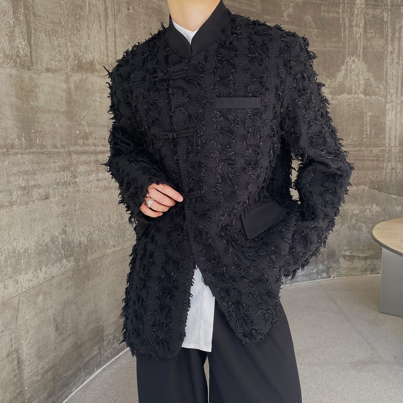 秋冬个性流苏编织立领盘扣西服潮流复古风休闲加厚外套5190P155，男装西服，电商A246