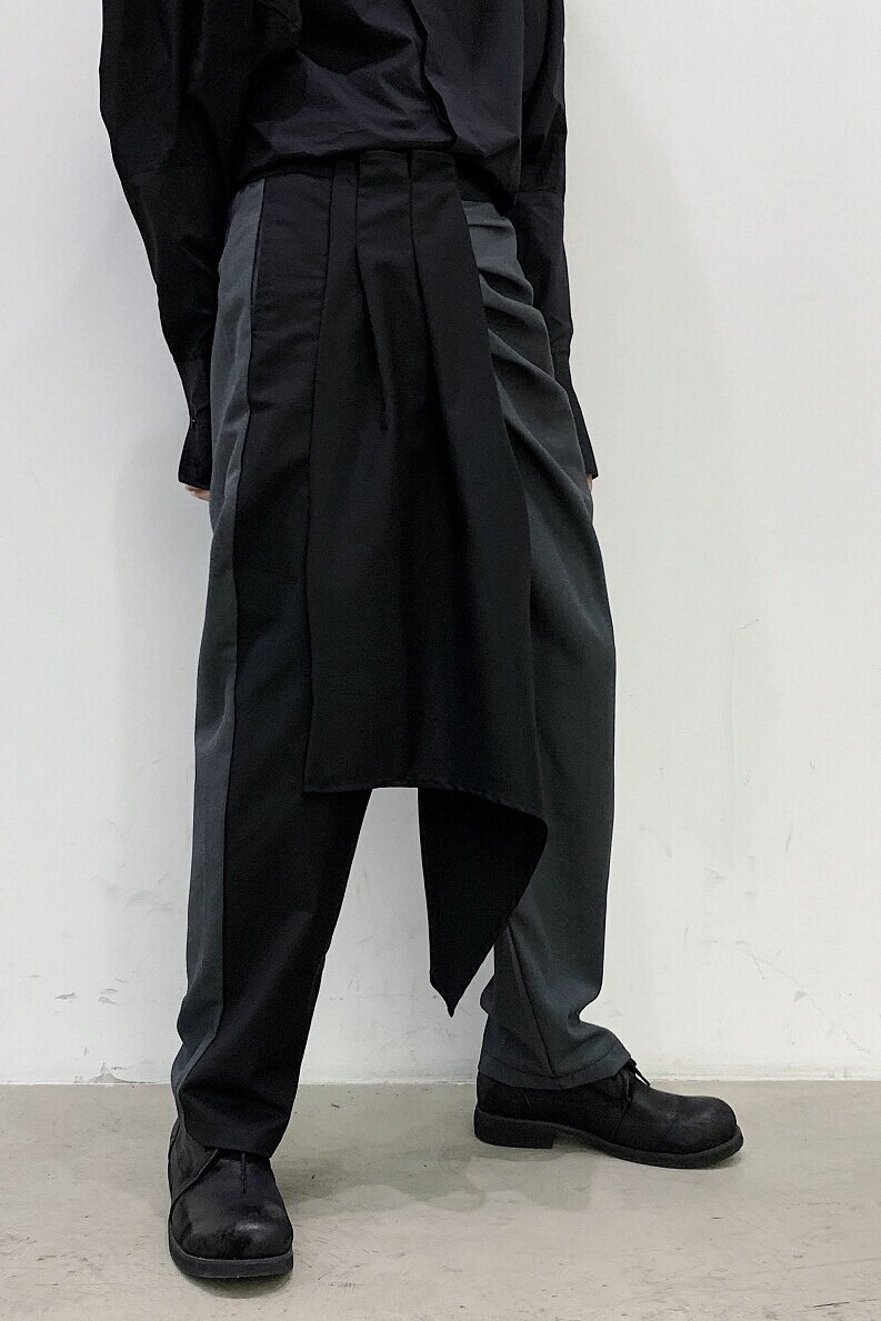 原创小众设计师款撞色不规则潮流个性长裤A246-3927-P80,男装休闲裤,电商A246