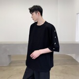 个性系扣潮流韩版百搭圆领短袖T恤2369-P55，男装T恤，电商A246