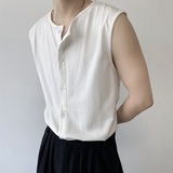 春夏山本暗黑系圆领无袖系扣男背心潮流坎肩休闲上衣3834P48，男装背心/马甲，电商A246