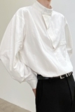 原创设计性冷淡中性套头宽松亚麻棉立领衬衣A261-9941-P65，男装衬衫，电商A246